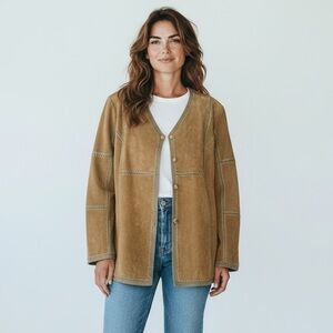 Vintage Christopher & Banks 100% Genuine Leather Boho Jacket